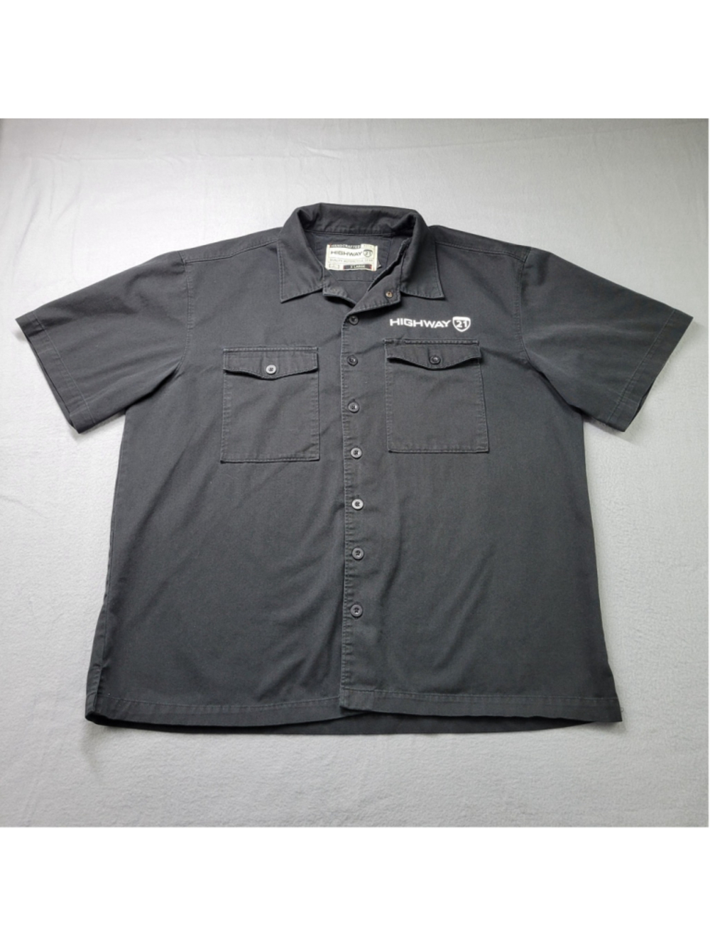 Highway 21 Halliwell Men's Work Shirt Black Short Sleeve Motorcycle Garage XL